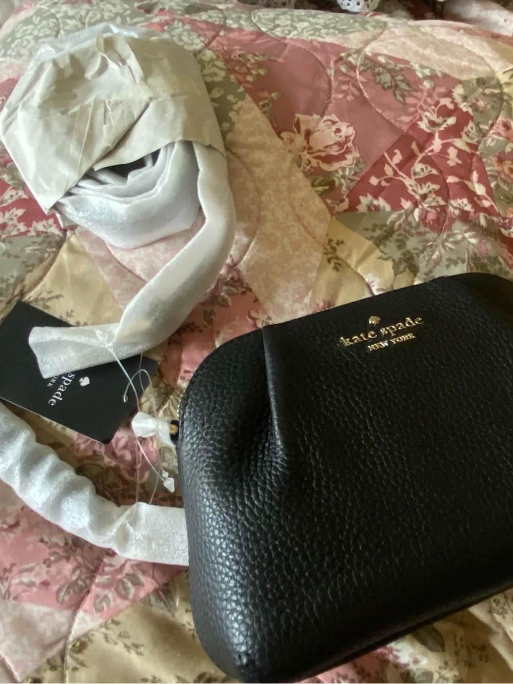 NWT Kate Spade New York | Black Pebbled Leather Convertible Dumpling Bag